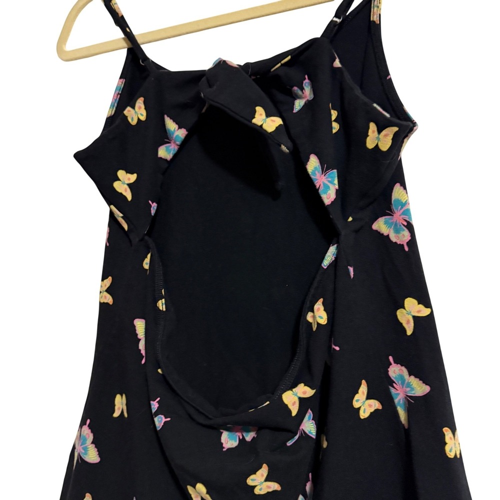 SO Butterfly Print Mini Dress Black Spaghetti Strap Backless Women's XXL - Picture 5 of 5